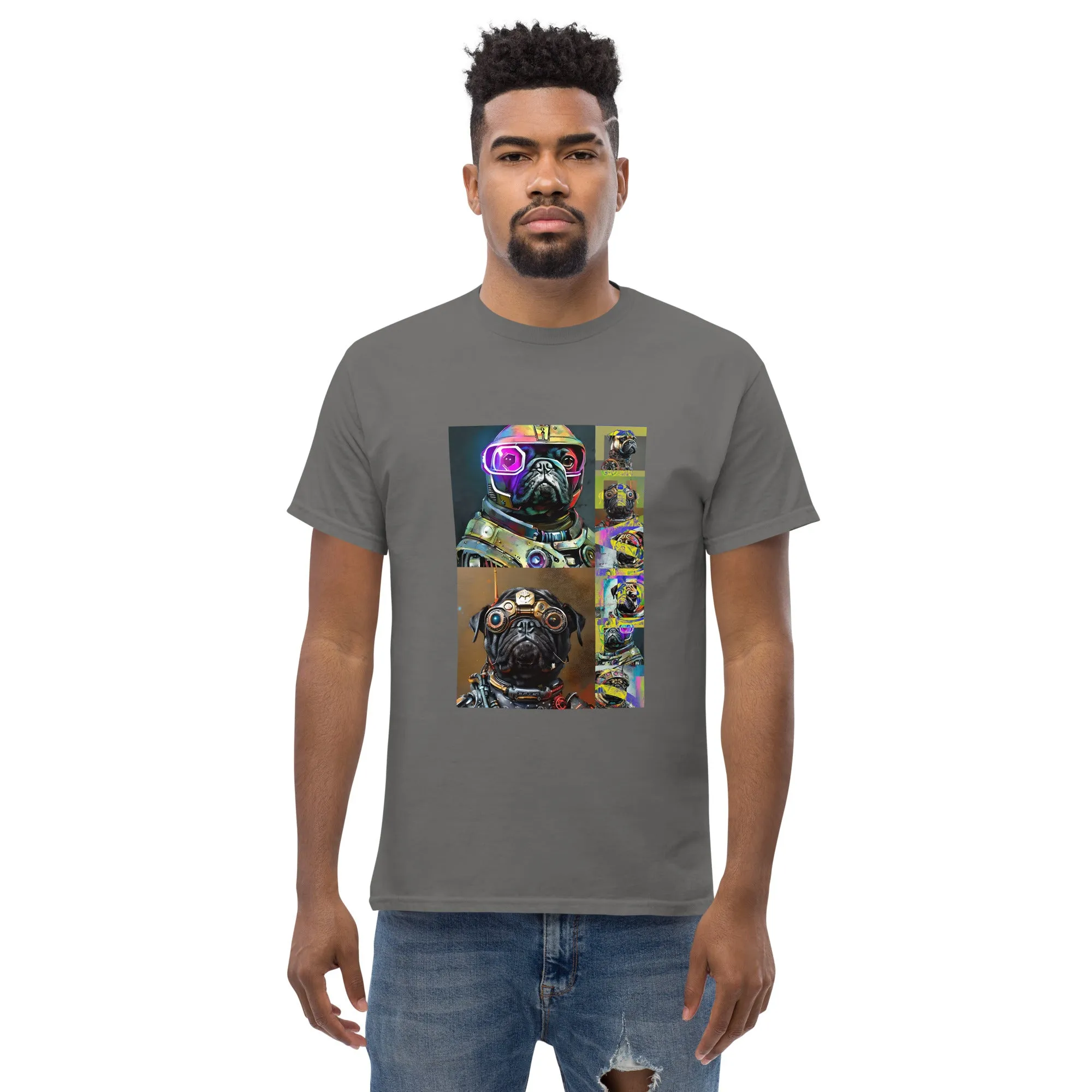 Men's Cyborg Pug Graphic T-Shirt