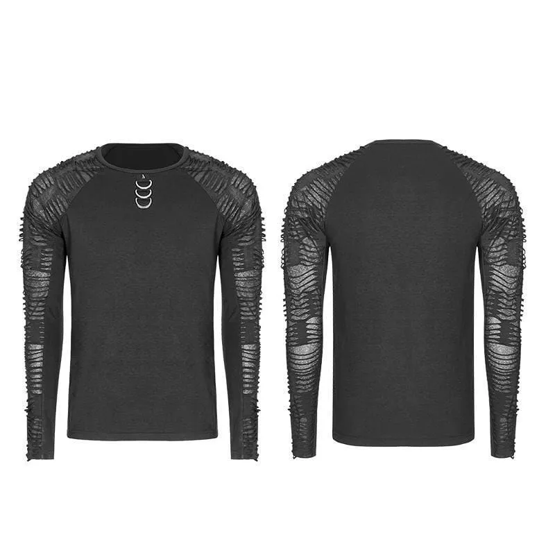 Men's Distressed Sleeved Punk T-shirt