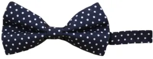 Midnight Blue / White Polka Dots Chambray Bow Tie - [2017 Spring]