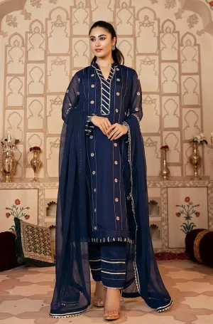 Navy Blue Floral Embroidered Festive Suit (Gohare Nayab)