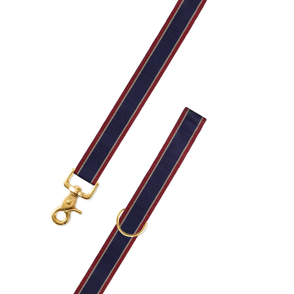 Navy, Tan & Burgundy Grosgrain Ribbon Dog Leash