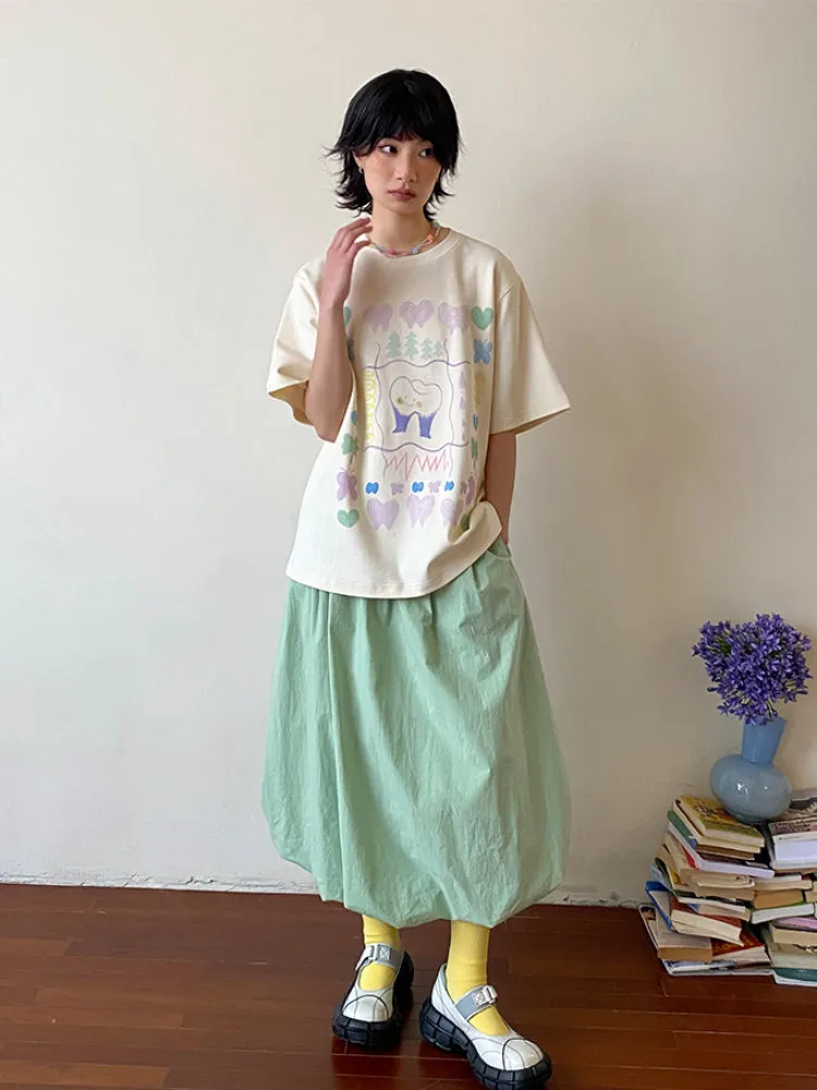 Printed short sleeve loose T-shirt【s0000007810】