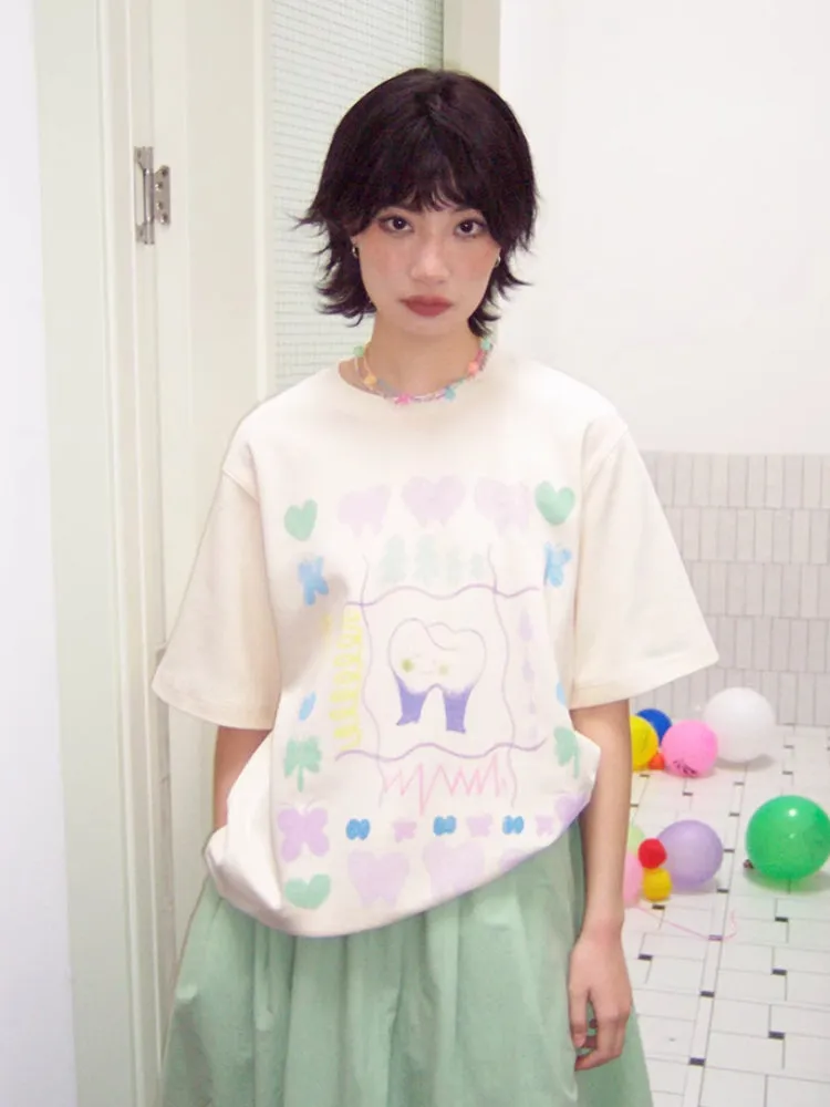 Printed short sleeve loose T-shirt【s0000007810】