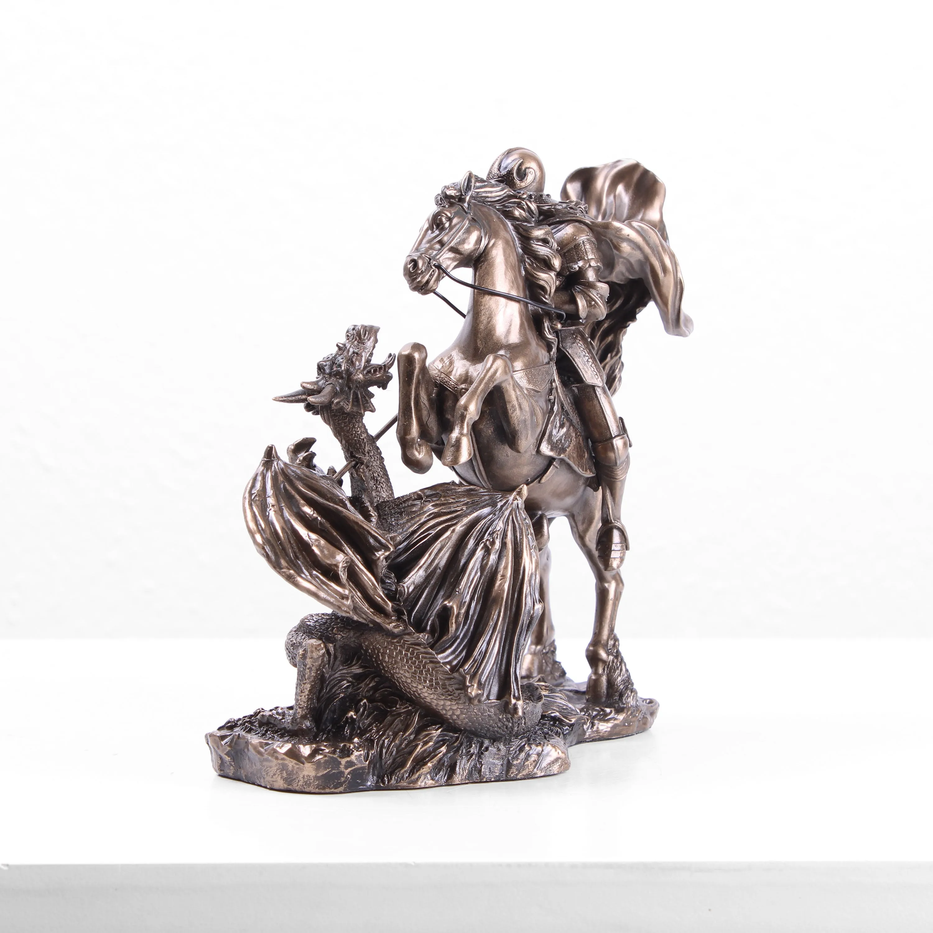 Saint George Killing the Dragon Statue (Small - Cold Cast Bronze Sculpture)