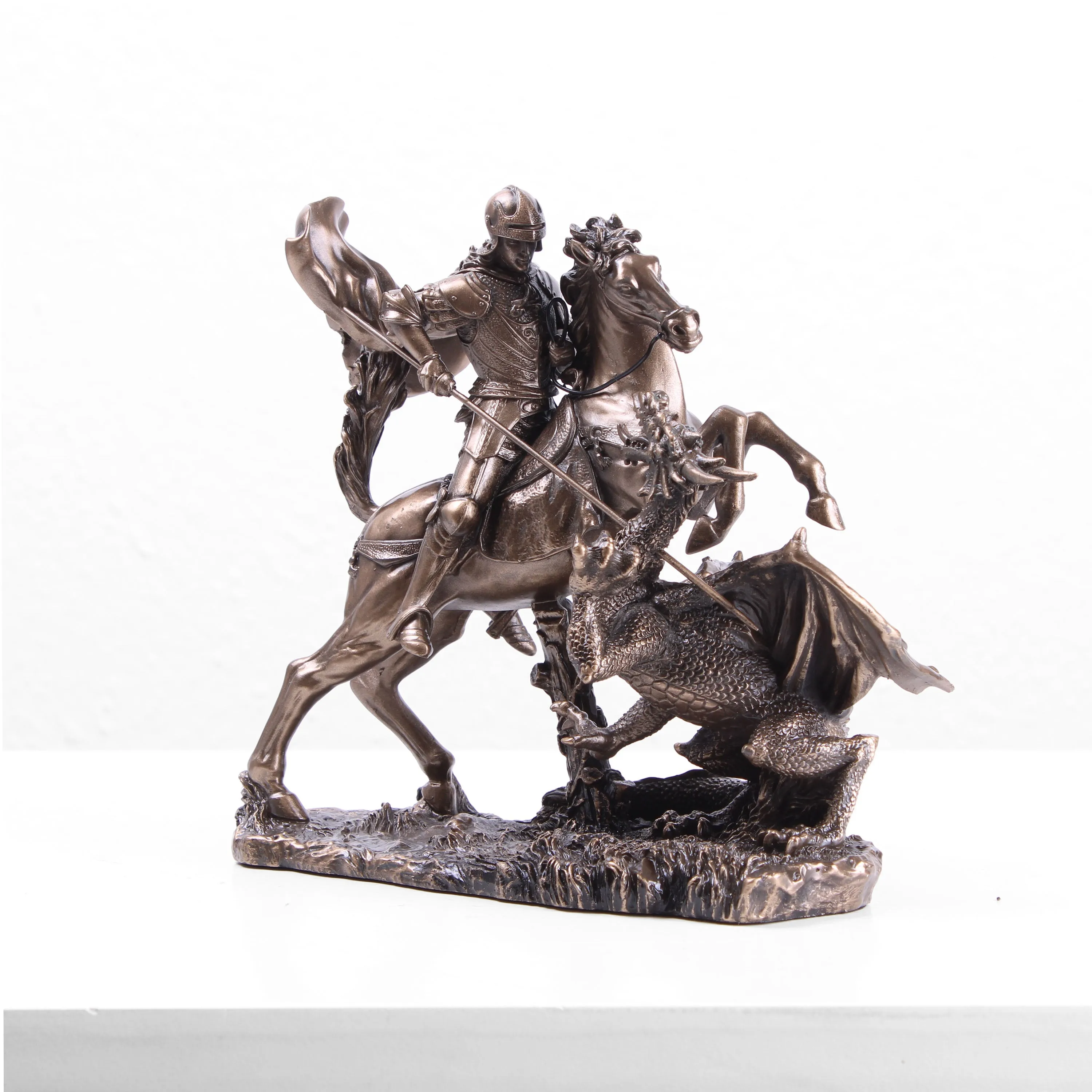 Saint George Killing the Dragon Statue (Small - Cold Cast Bronze Sculpture)