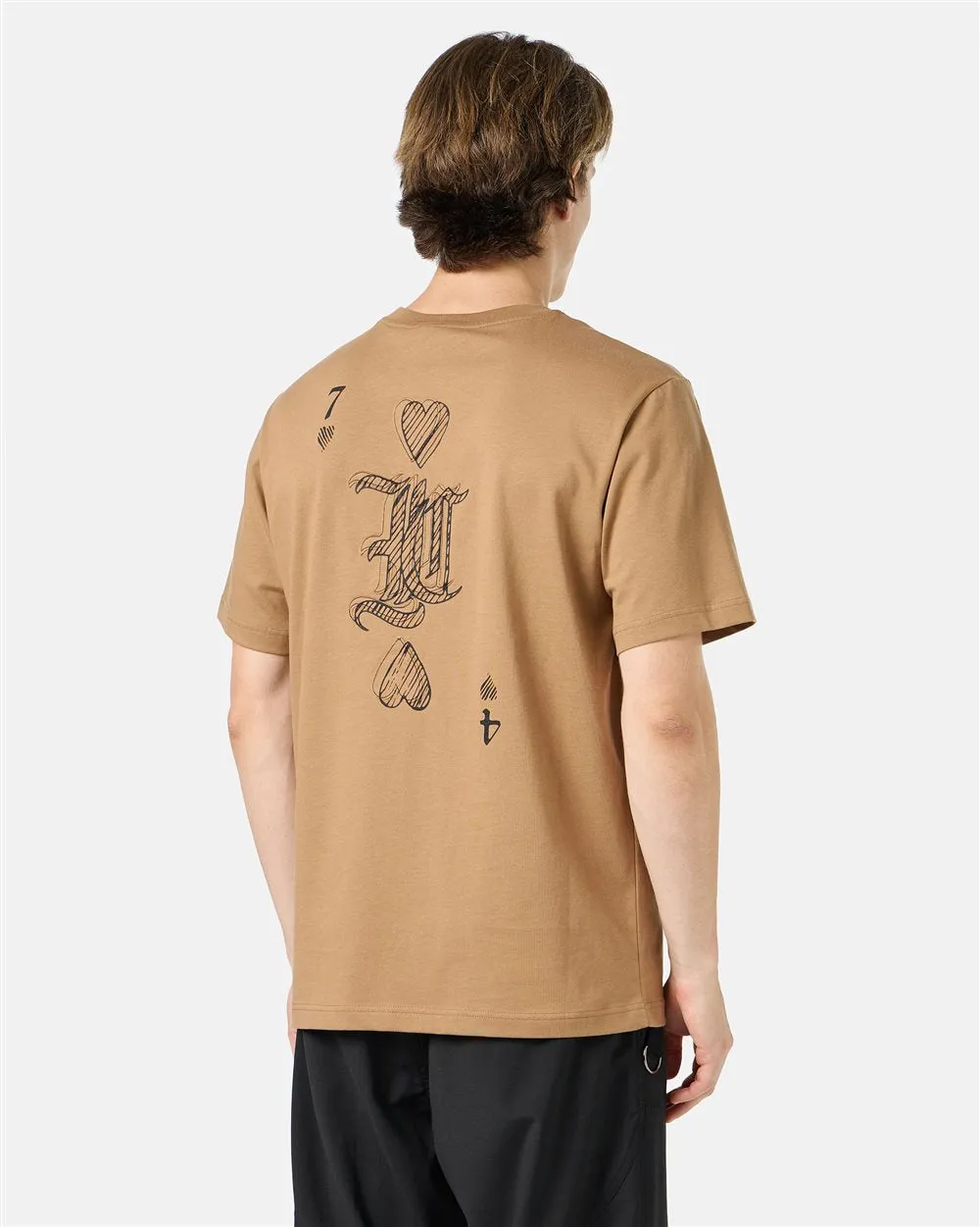 Short-sleeved T-shirt with prints and embroidery (Khaki) - I24F02063271229