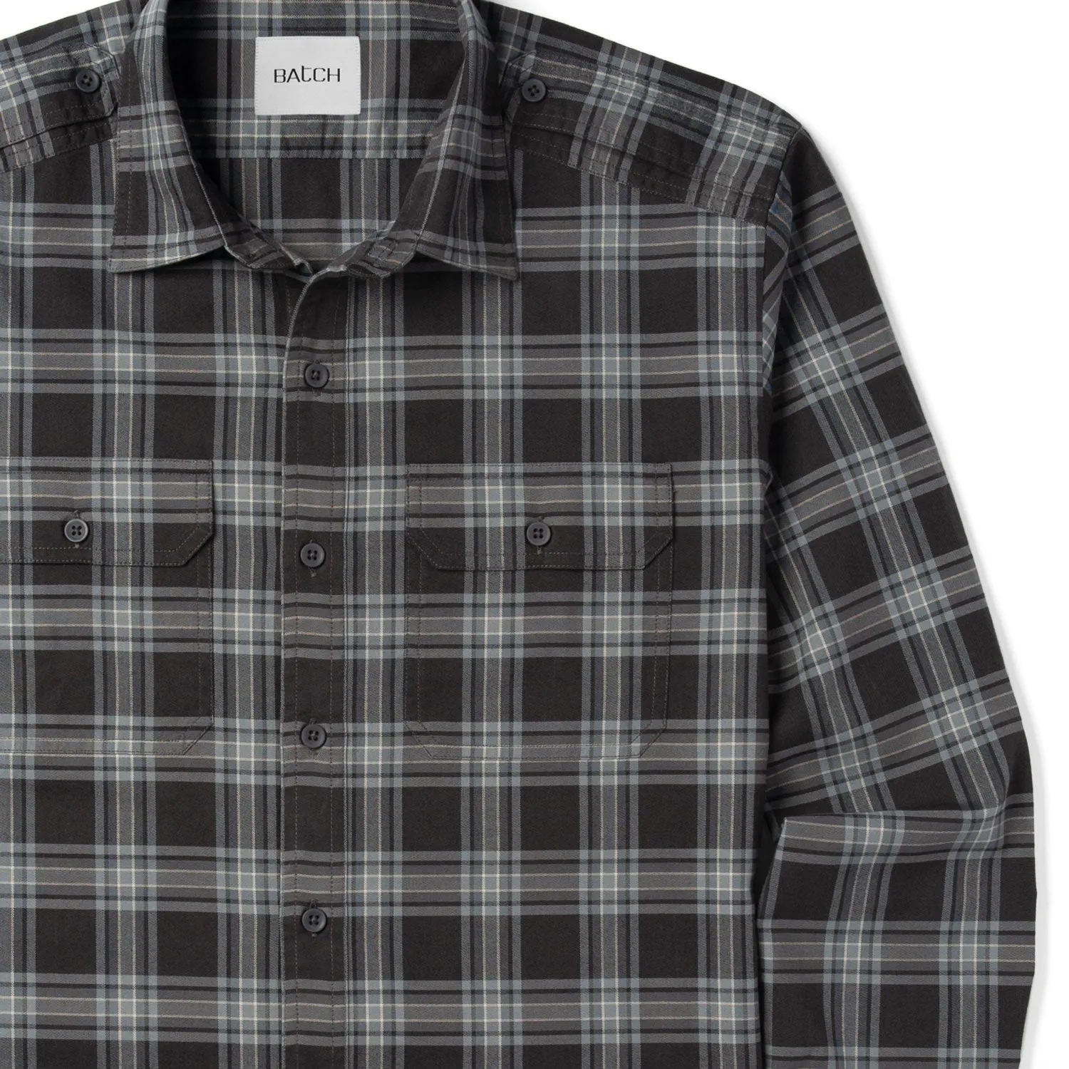 Smith Utility Shirt – Black & Gray Plaid Cotton Oxford