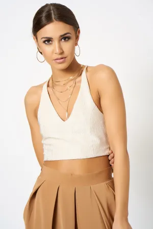 Stone Plunge Cross Back Crop Top