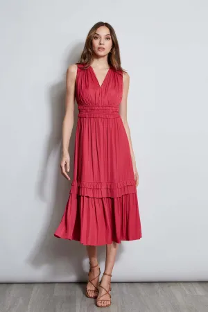 T-Tahari Smocked Sleeveless Midi Dress