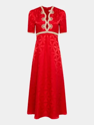 Tabitha C Dress in Scarlet Ornate Embroidery