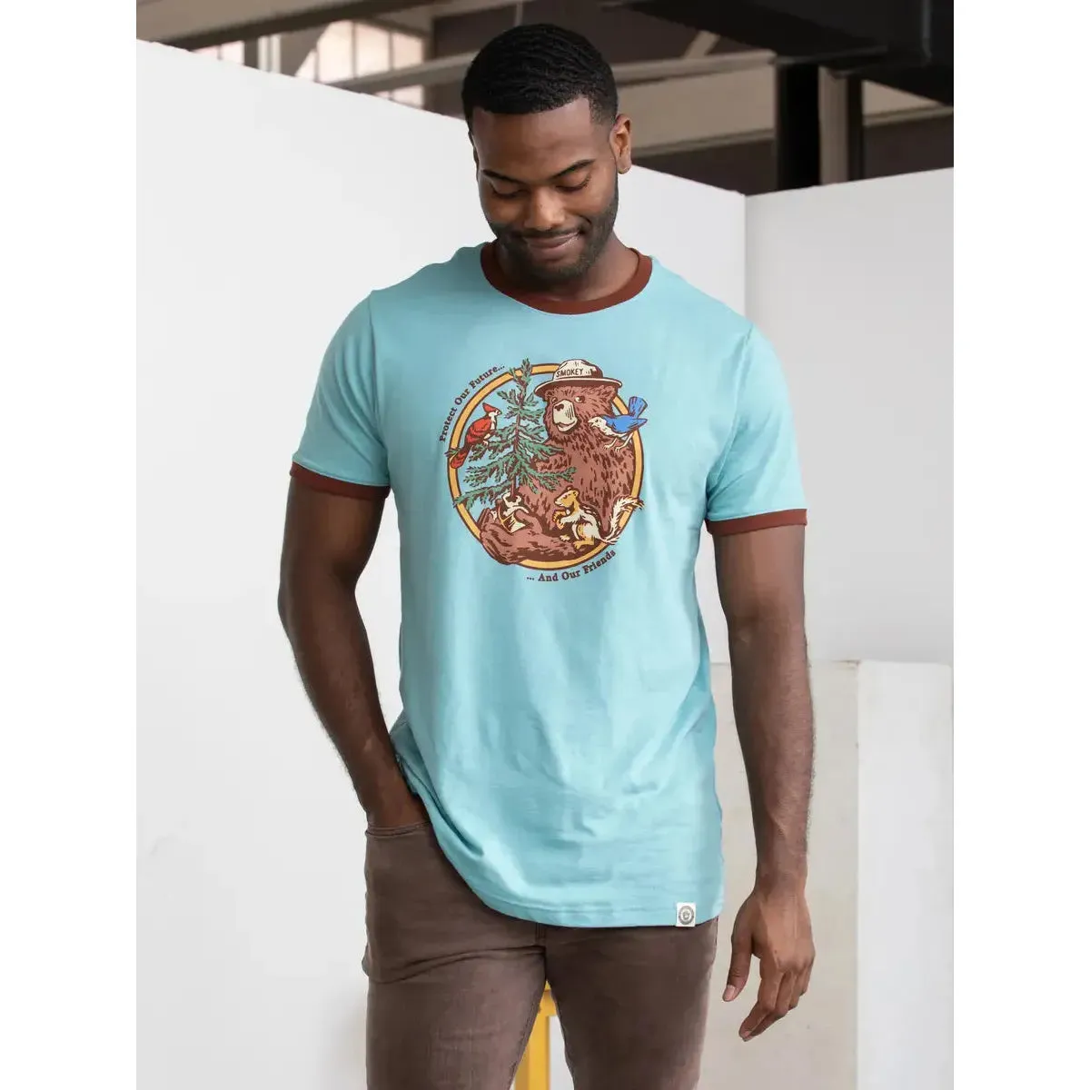 The Landmark Project Ringer Smokey Bear T-Shirt - Glacier