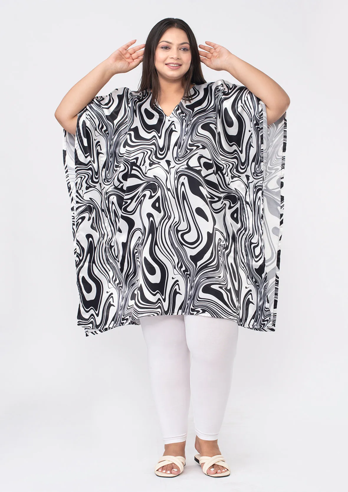 V-Neck Printed Short Kaftan