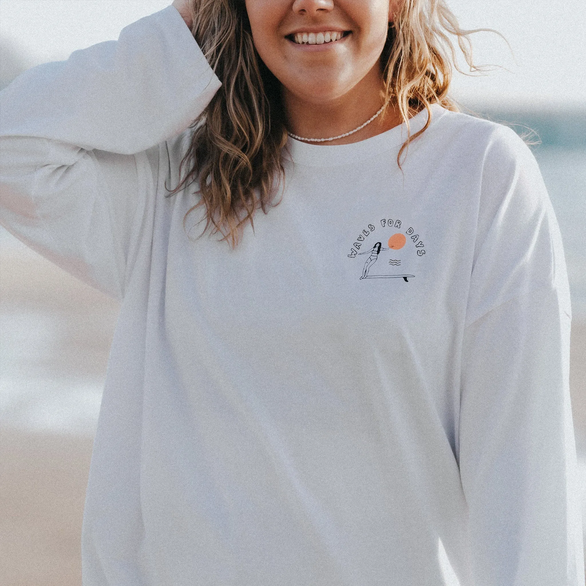 Waves for Days Oversized Long Sleeve T-Shirt