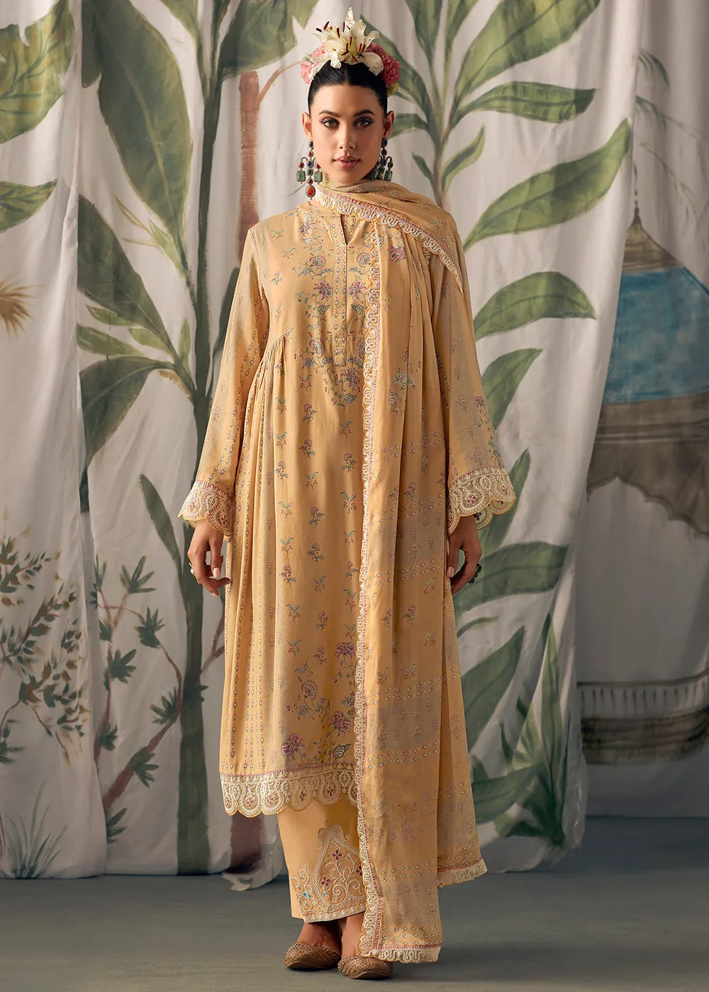 Yellow Pure Maslin Cotton Digital Printed Salwar Suit