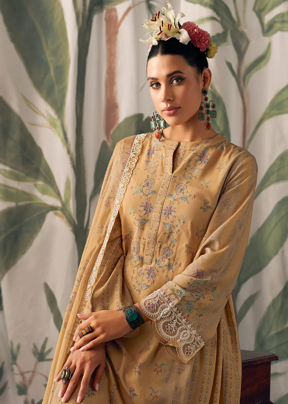 Yellow Pure Maslin Cotton Digital Printed Salwar Suit