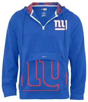 Zubaz NFL Men's 1/4 Zip Big Pocket Team Logo Hoodie New York Gaints